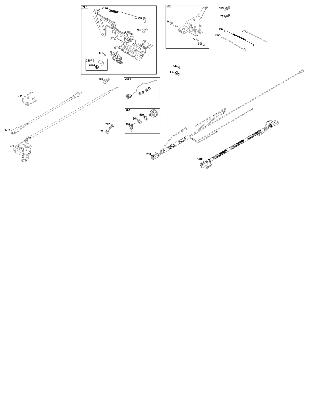 Controls Group Diagram and Parts List for 613477-0269-J1 400000 - 699999 Briggs and Stratton Engine